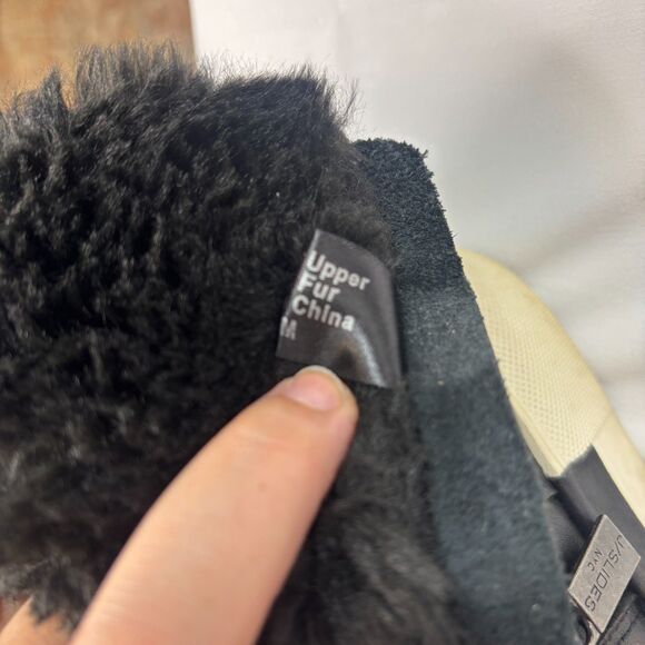 J Slides Fur Lined Black Leather Hi Top Platform Boots Sneakers Size 8M - Picture 4 of 10